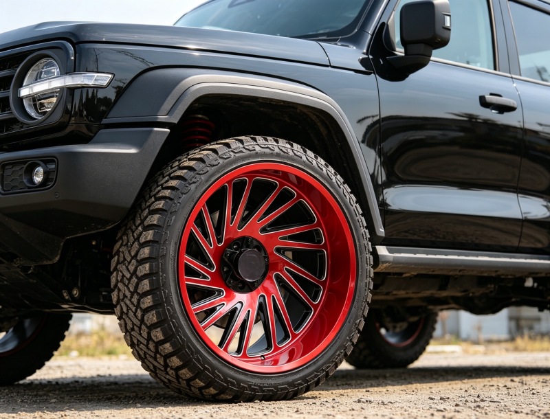 24 inch Black Face& Red Milled Edge Wheel