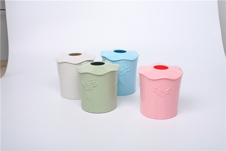 Delicate Round Plastic Tissue Box Tissue Box Cover Tissue Holder For Table Decoration