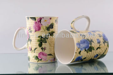 bone china mug with flower printing