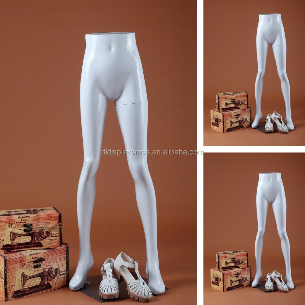 Female garment tools leg mannequin pant model glossy white fiberglass lower body mannequin with base