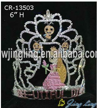 6" Custom Rhinestone Princess Crown For Girls