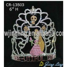 6" custom Rhinestone corona de la princesa para niñas