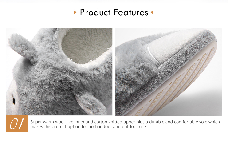 Women Cute Animal Slippers Fox Comfort Plush Memory Foam Warm House Slippers Indoor Outdoor