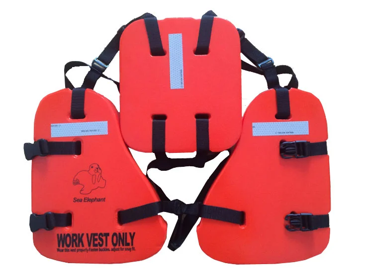 Offshore Orange Color PVC Foam Three Pieces Work Life Vest