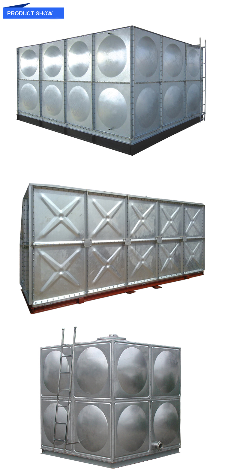 500m3 galvanized  steel GI square sectional water tanks fire water tank