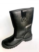 Black embossed leather PU outsole safety boot