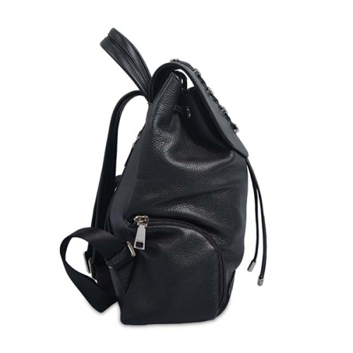 Sac à dos en cuir souple pour dames, noir