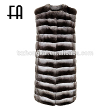 Factory direct wholesale classic long CHINCHILLA gilet /genuine chinchilla fur gilet