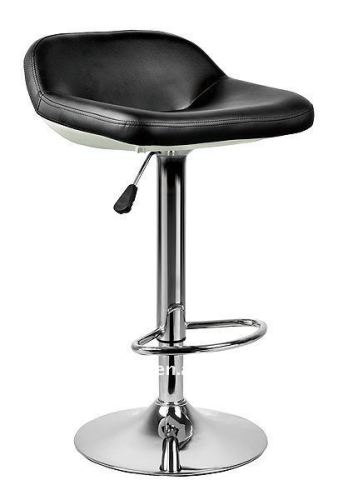 Black leather modern swivel bar stool