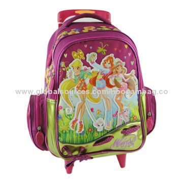 Trolley School Bag with Adjustable 5-belt Zipper, Made of Polyester MaterialNew