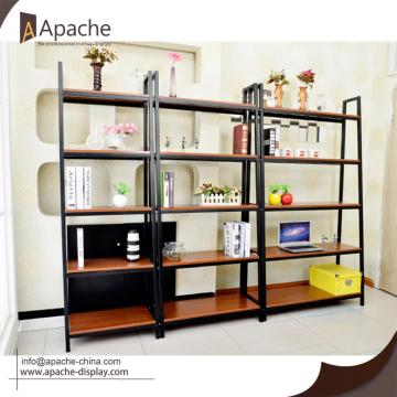 Wooden & Metal Book Shelf Storage Rack