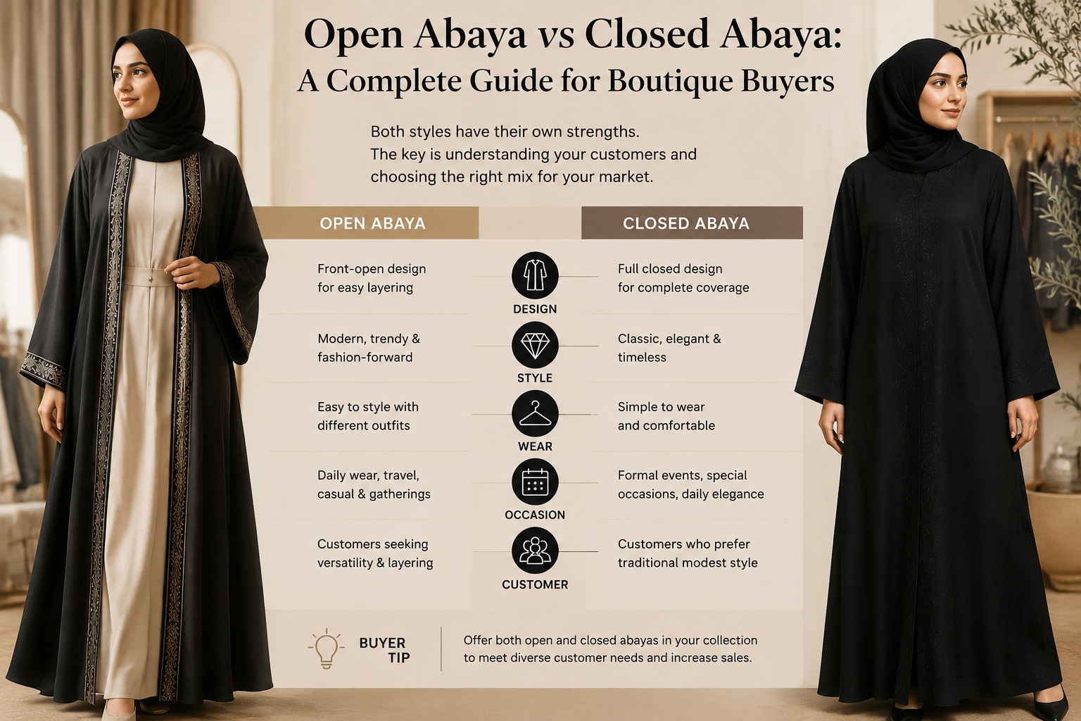 Open Abaya vs Closed Abaya راهنمای کامل f Open Abaya vs Closed Abaya A Complete Guide f