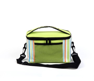 600D stripe cooler bag with tote hand