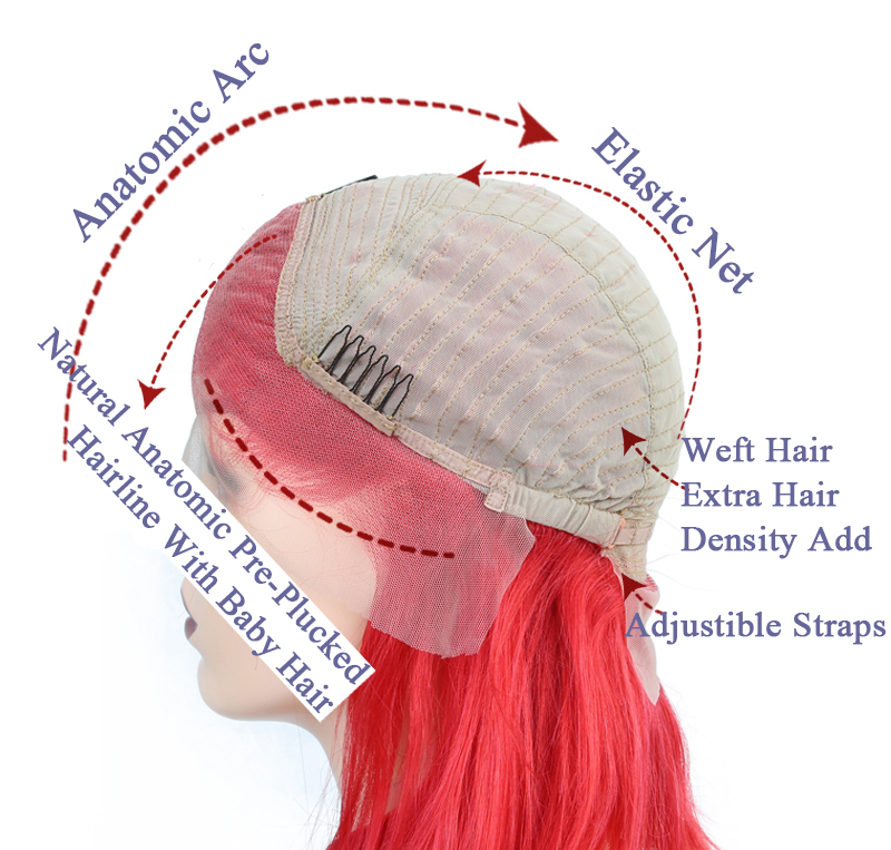 China Cheap Virgin 8a Royal Hair Boutique Bright Rose Red Straight Weave Long Bob Front Wigs