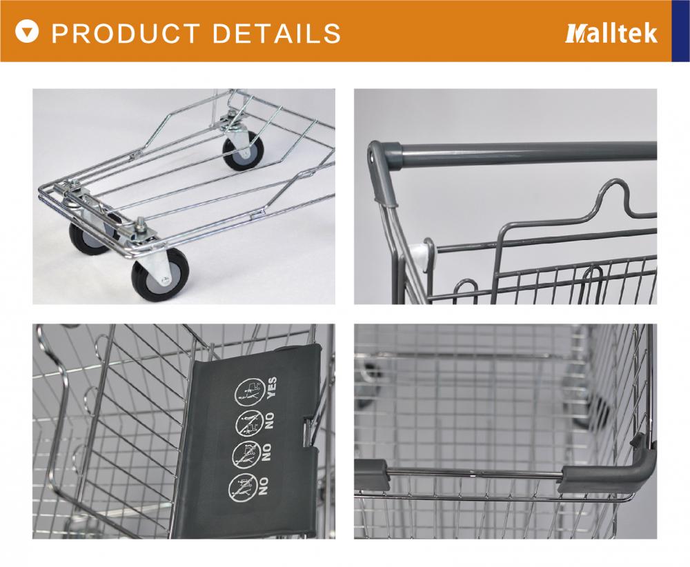 Cheap grey Asian metal Grocery Trolley