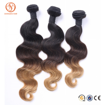 Cheap Price 100% Unprocessed Can Be Dyed Any Color Human Hair 3 Tone Color Brazilian Ombre Hair Weave