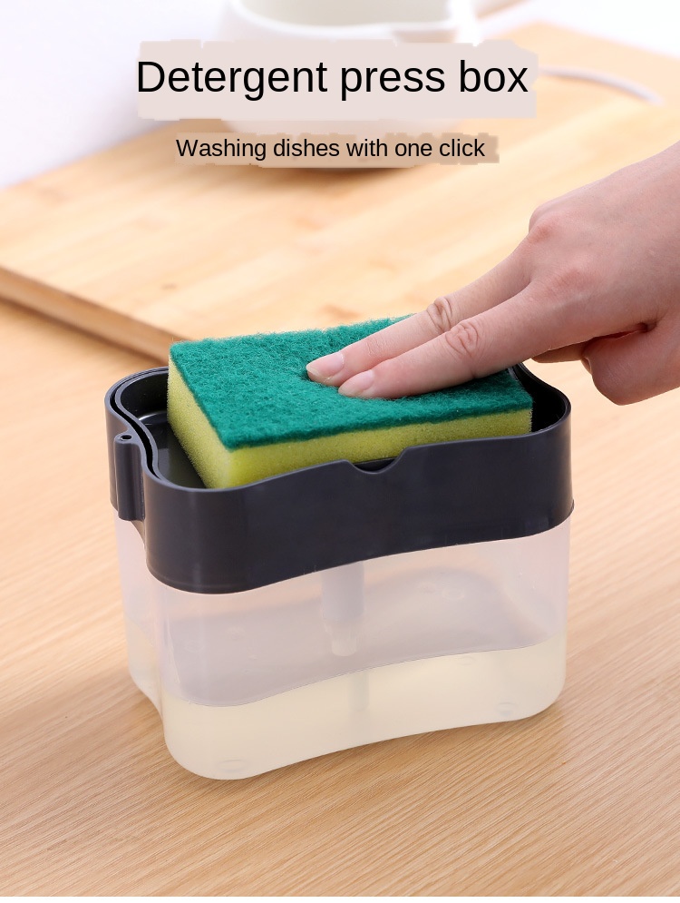 Creative Bathroom Kitchen Soap Dispenser Box Wash Sponge Holder Pump Sponge 2 in 1 Manual Press Liquid Soap Dispenser