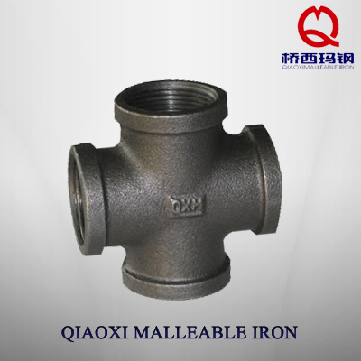 malleable iron pipe fitttng1-1/4\"BS black Cross banded equal 90