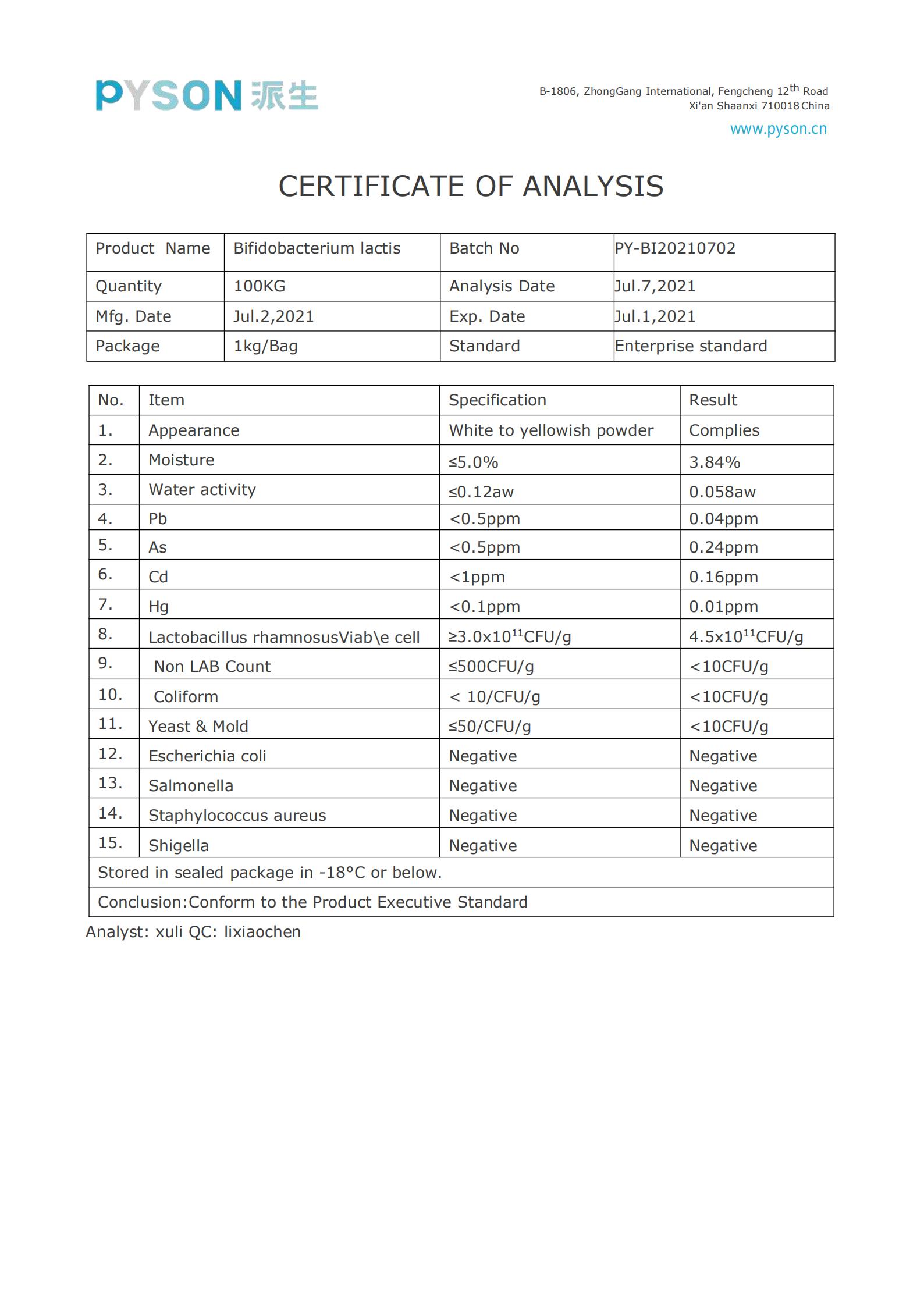 Bifidobacterium lactis COA