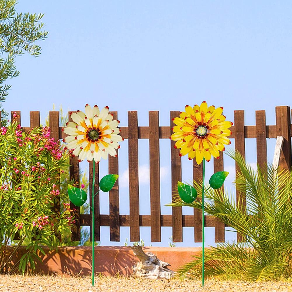 Decoração de estacas de jardim de flores de metal