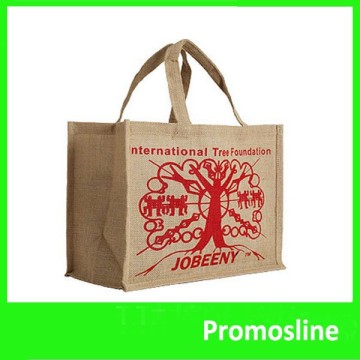Hot Sell custom eco-friendly jute tote with leather handles