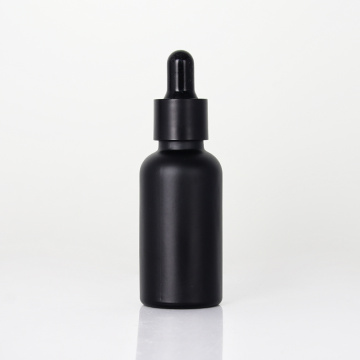 Chai serum frosted màu đen với máy nhỏ giọt bán buôn
