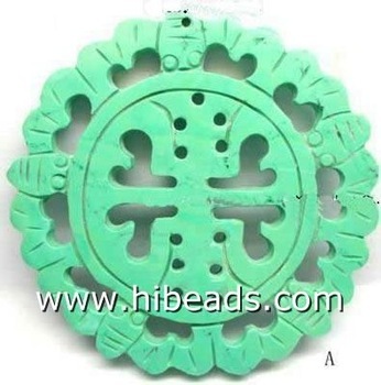 closeout green round shape turquoise pendant TQP0050