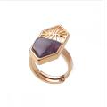 Manik-manik Amethyst Hexagonal Gemstone Engagement Wanita Shied Rings