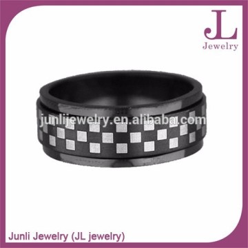 Engraved Black Plated Stainless Steel Ring Spinner Worry Ring