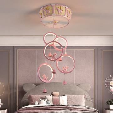 Pink Led Pendant Ring Children Lamp For Kids