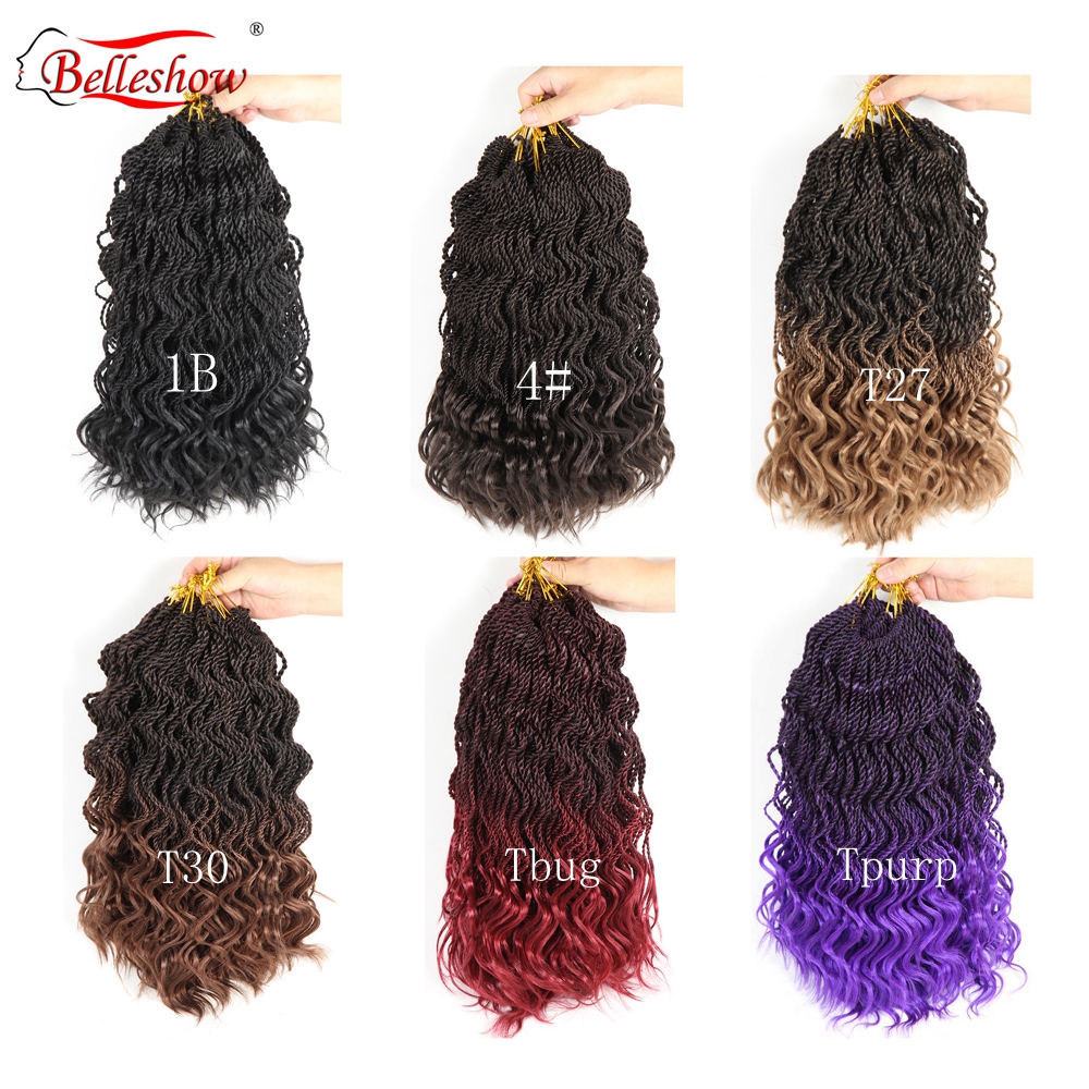 Hot sell 14'inch 35 stands Synthetic crochet braids senegalese twists with wavy ends wavy senegalese twist hair