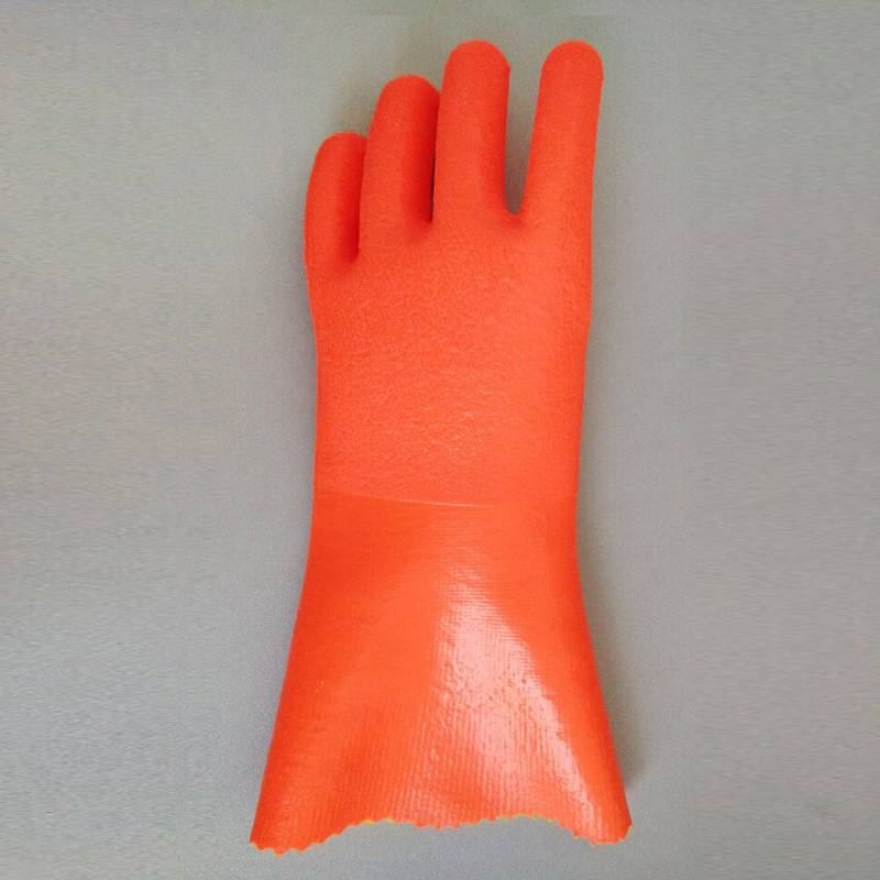 PVC de acabado arenoso fluorescente con guantes calientes