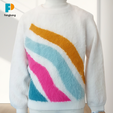 Vitality Girl Style Contrasting Color Wave Sweater