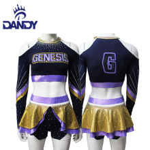 Metallic Fabric Navy Blue Cheer Uniform