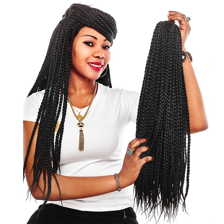 Wholesale Curly Box Twist Crochet Braids Hair Extensions Box Braiding Hair Synthetic Fiber Ombre Color For Women 18 Inches