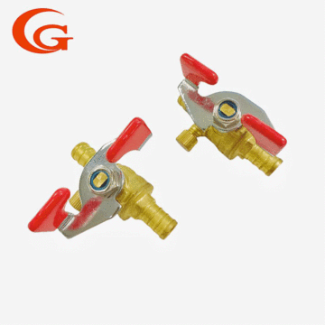 Brass Three-Way Ball Valve with Red Handle