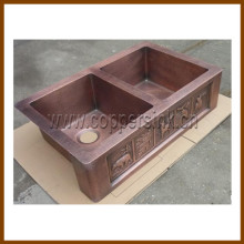 double bowls handmade antique copper kitchen sink