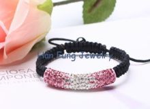 Pink Bracelet Multiple Shiny Crystal Paved Shamballa Bead Bracelet NP10019
