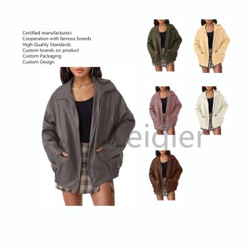 Wholesale Women's Oversize Leather Jackets & Custom Logo Winter Jackets