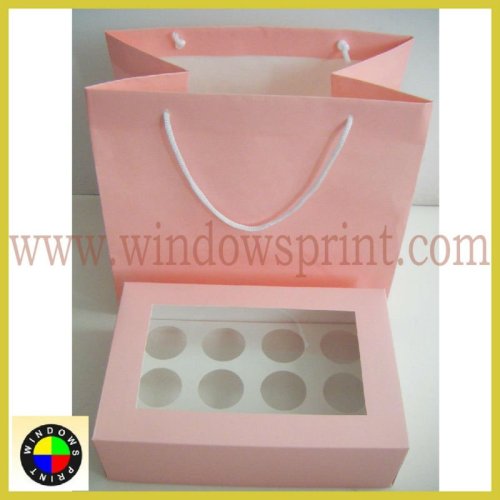 Baby Pink Color Printed cupcake box packaging