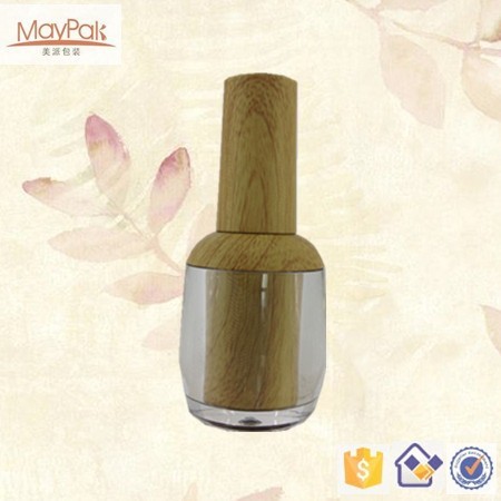2015 new luxury 10ml nail polish bottle with bamboo cap and brush design