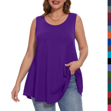 Summer Plus Size Tank Tops: Stylish and Flowy Round Neck Tunic Tops for Women