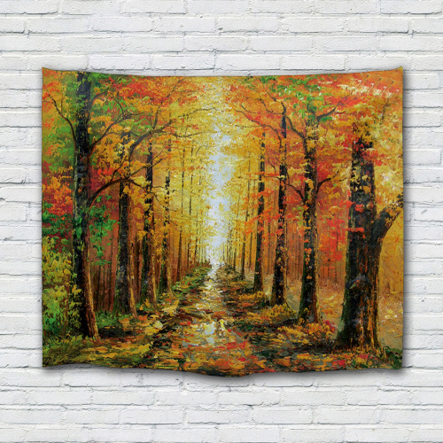Oil Painting Tree Tapestry Yellow Leaves Wall Hanging Autunm Tapestry for Livingroom Bedroom Home Dorm Decor