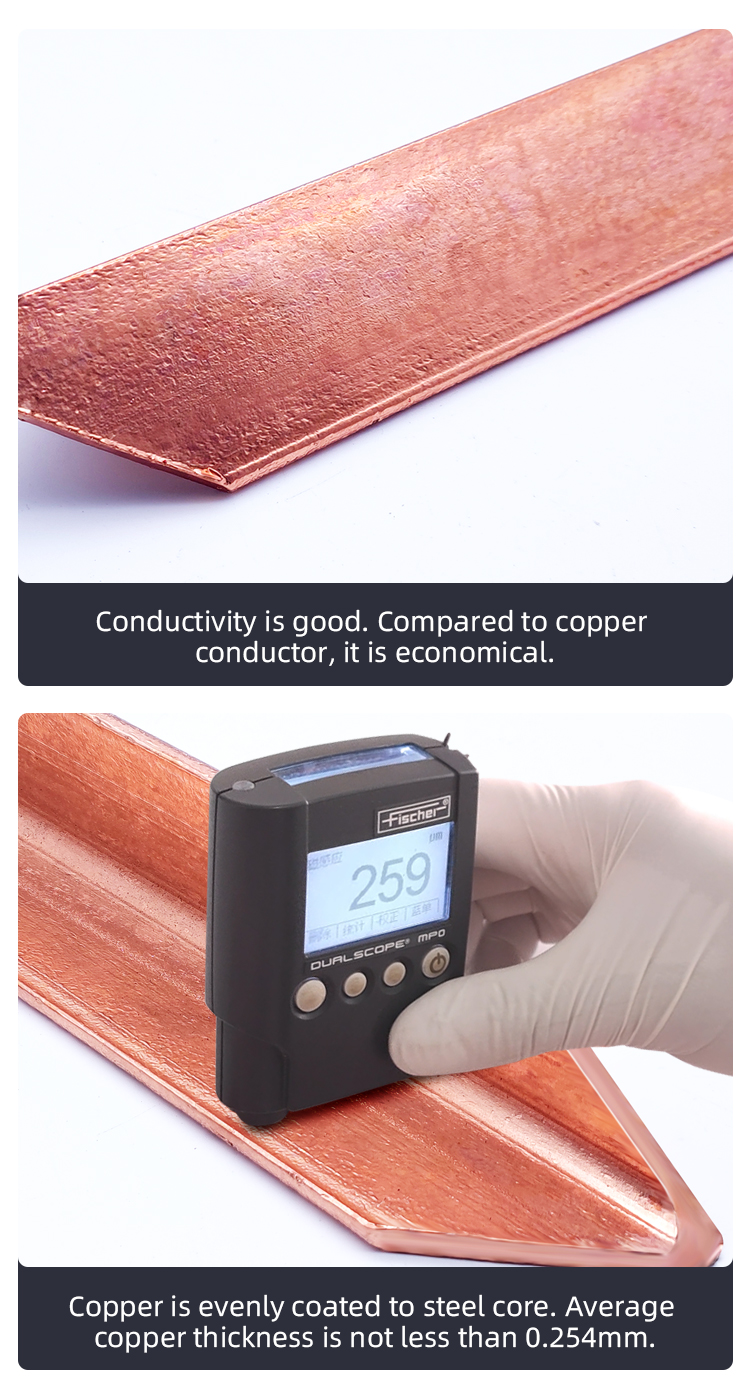 Manufacture copper clad Steel tape Copper bonded angle steel tape Copper coated steel tape for ground system
