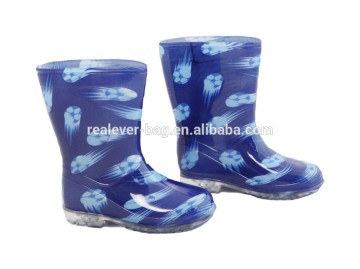 Blue soccer printing child rain boot