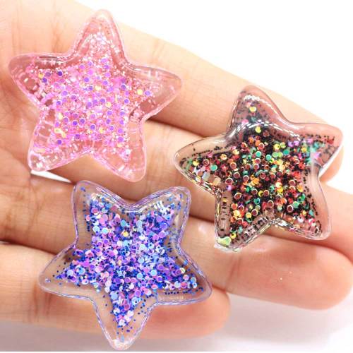 50 Pcs / Lot 35 MM grand paillettes étoile résine Flartback Cabochons brillant paillettes étoiles embellissements pour cheveux arc Center décoration bricolage