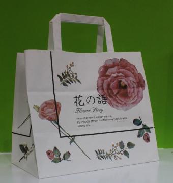 Printing paper bag with flat handle