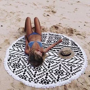 full color printed round beach towels with tassel
