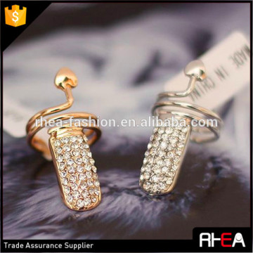 Charm gold pave rhinestone ring,latest designs nail ring,fashion ring