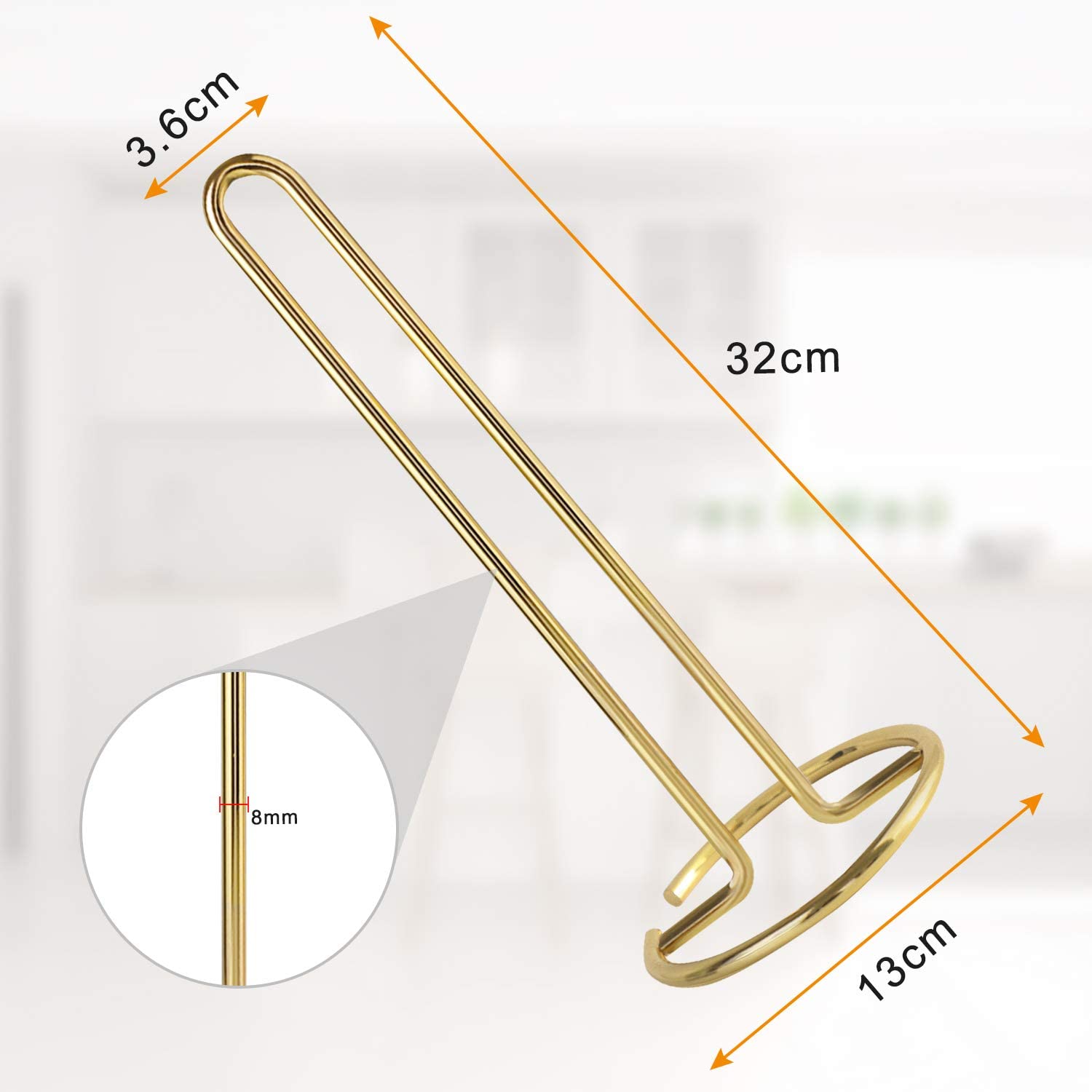 Golden metal kitchen paper holder